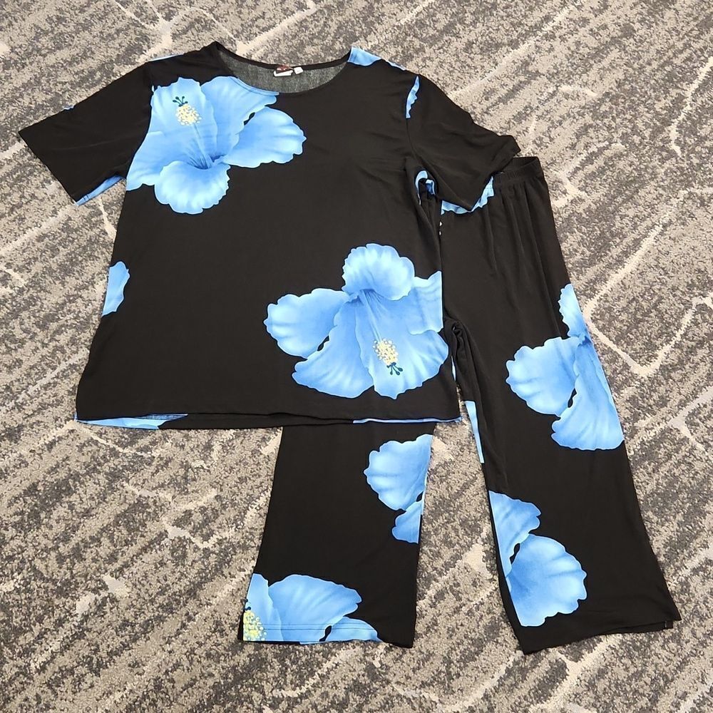 Sassy Hibiscus Top & Pants Vintage XXL